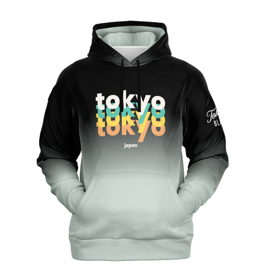 Tokyo Stacked Quad Print Hoodie - Sea Mist + Black