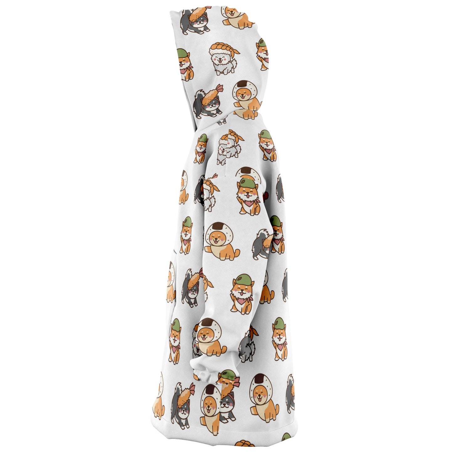 Sushi Pup Swagger All Over Print Hooded Blanket - White