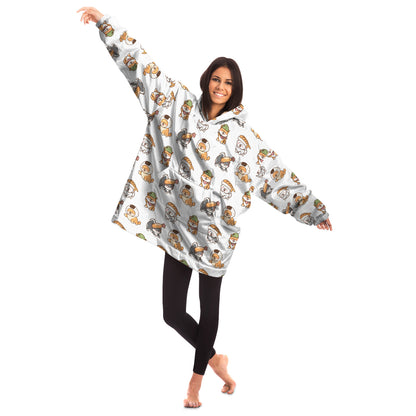 Sushi Pup Swagger All Over Print Hooded Blanket - White