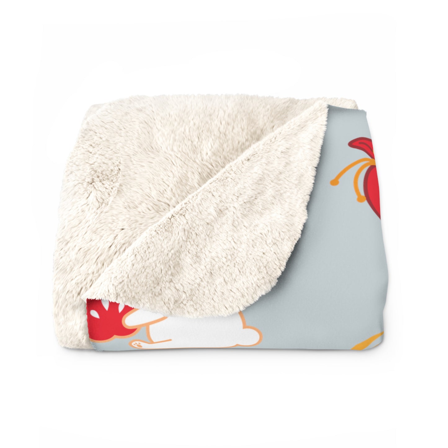 Year of the Rabbit Sherpa Fleece Blanket - Baby Blue