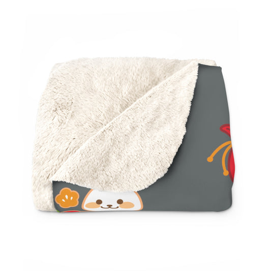 Year of the Rabbit Sherpa Fleece Blanket - Charcoal