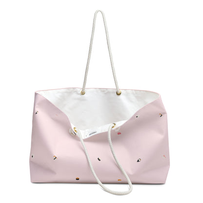 Tokyo Blanc Sushi All Over Print Weekender Bag - Baby Pink