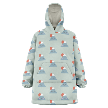 Kawaii Mt. Fuji All Over Print Hooded Blanket - Sea Mist