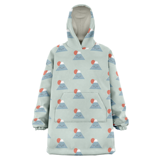 Kawaii Mt. Fuji All Over Print Hooded Blanket - Sea Mist