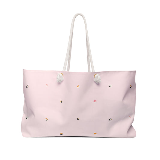 Tokyo Blanc Sushi All Over Print Weekender Bag - Baby Pink