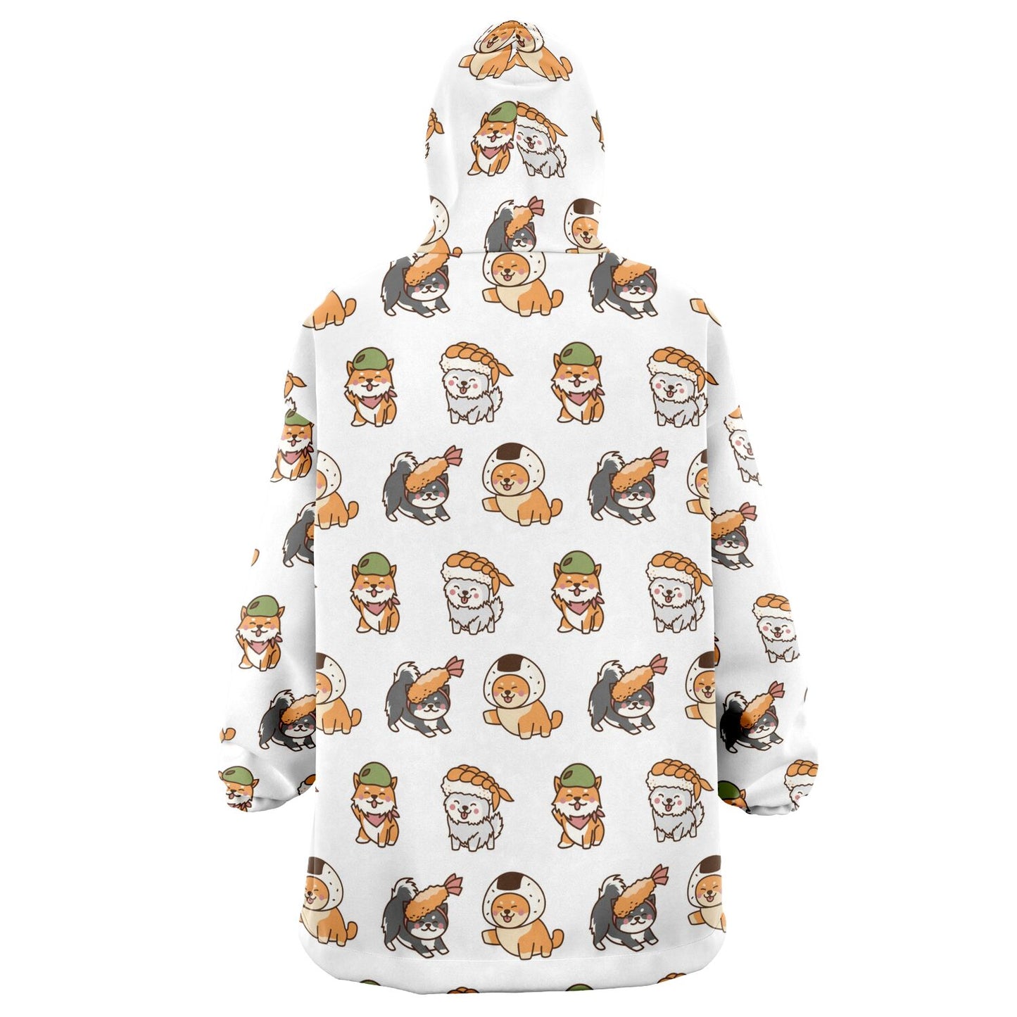 Sushi Pup Swagger All Over Print Hooded Blanket - White