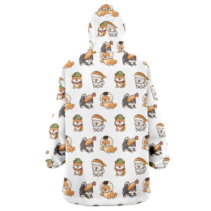 Sushi Pup Swagger All Over Print Hooded Blanket - White