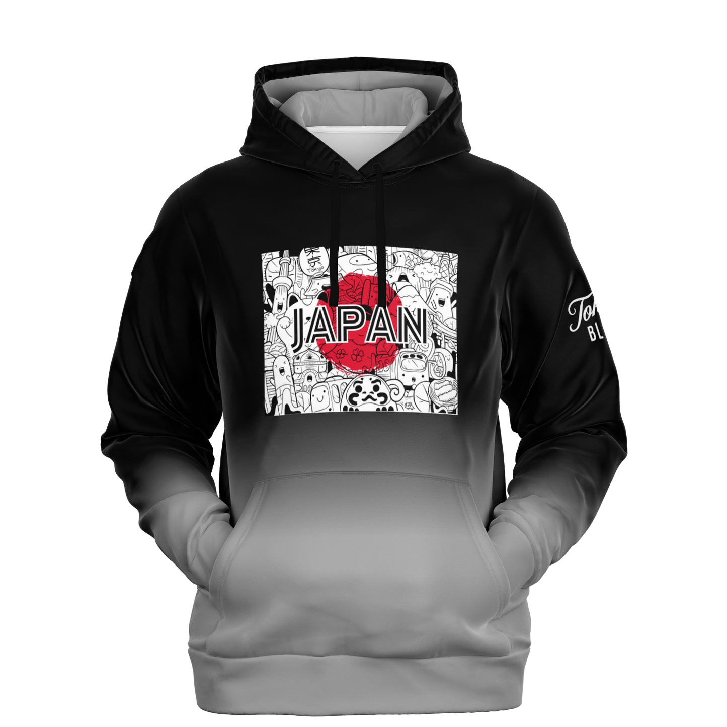 All Things Japan Graphic Print Hoodie - Black + Gray