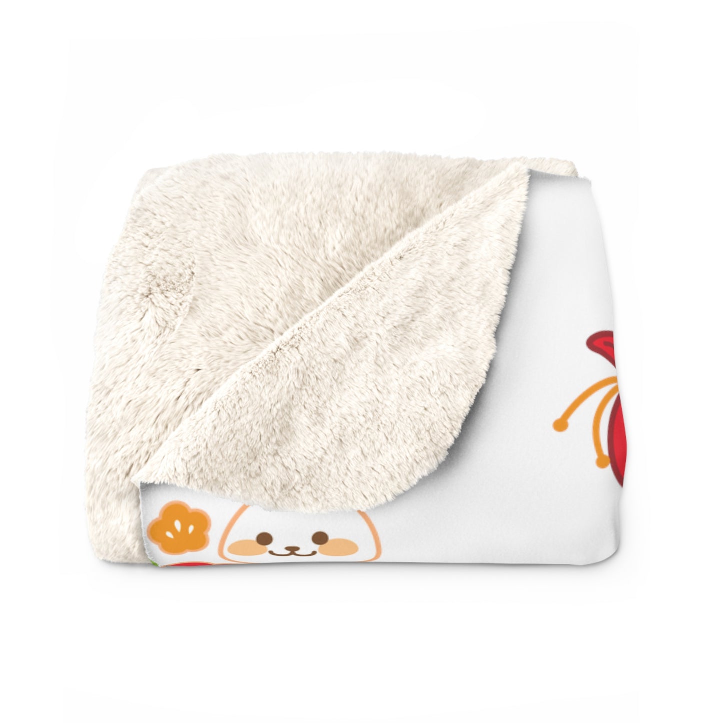 Year of the Rabbit Sherpa Fleece Blanket - White