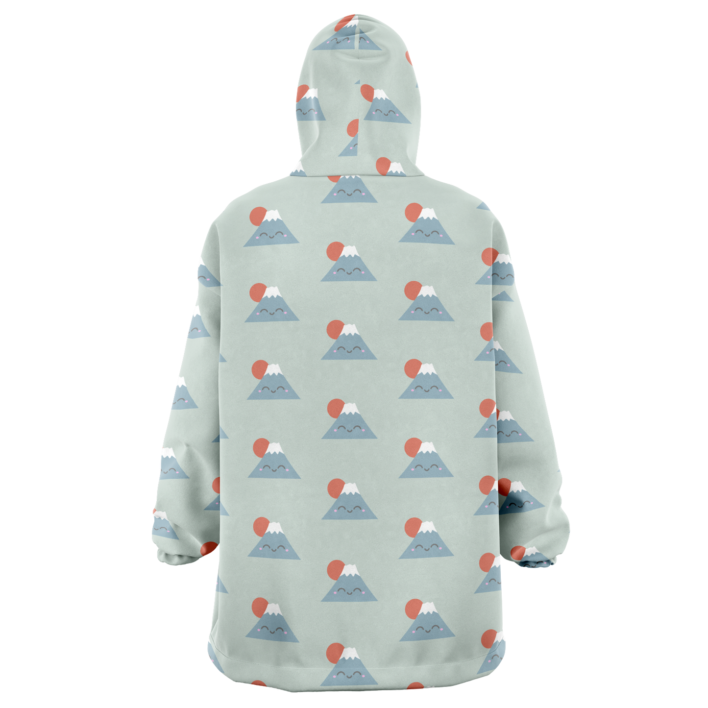 Kawaii Mt. Fuji All Over Print Hooded Blanket - Sea Mist