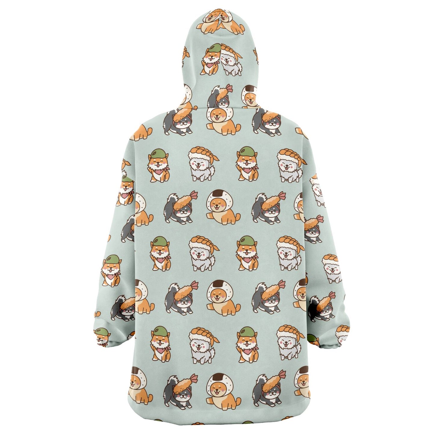 Sushi Pup Swagger All Over Print Hooded Blanket - Sea Mist