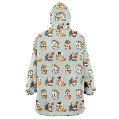 Sushi Pup Swagger All Over Print Hooded Blanket - Sea Mist