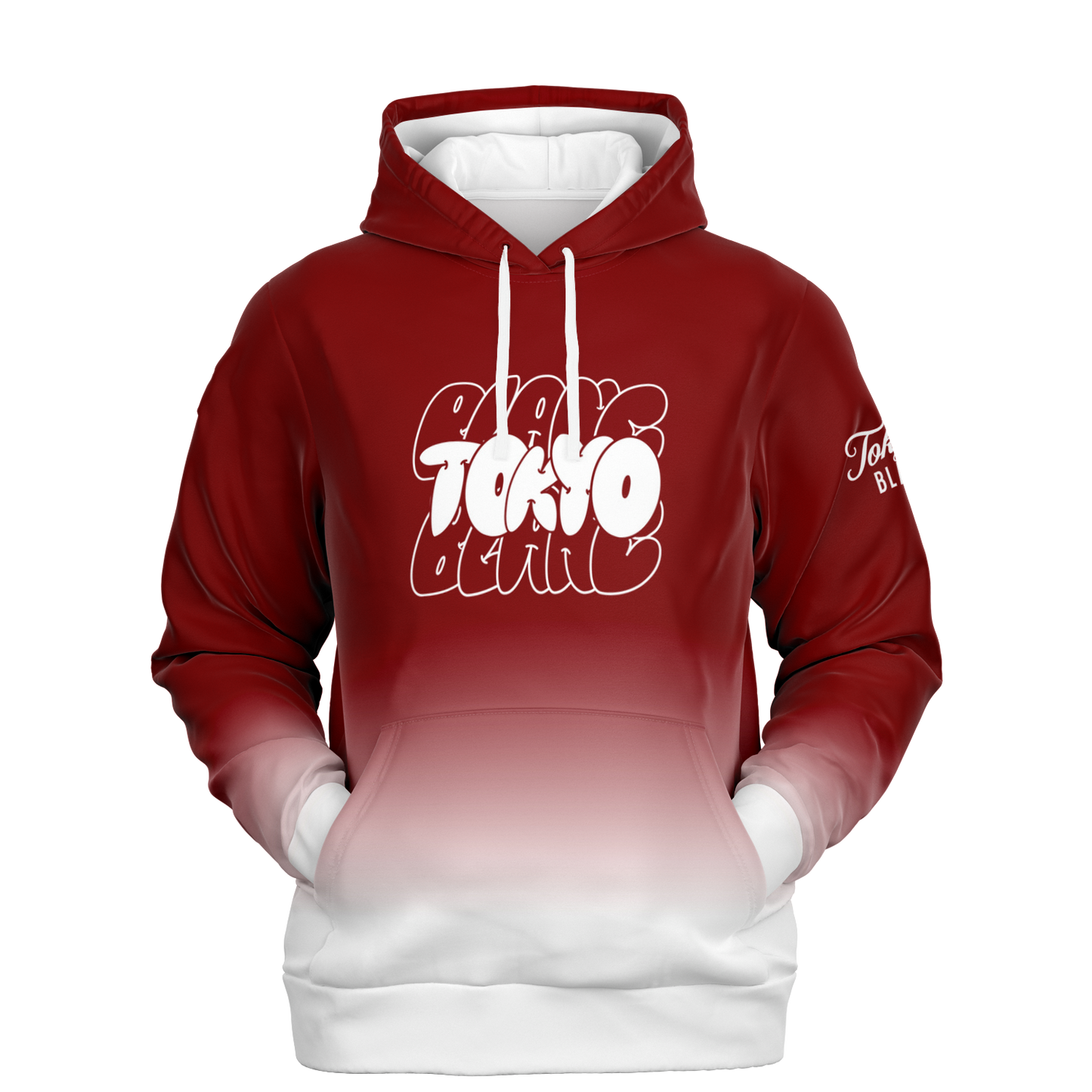 Tokyo Blanc Bubble Print Hoodie - White + Red