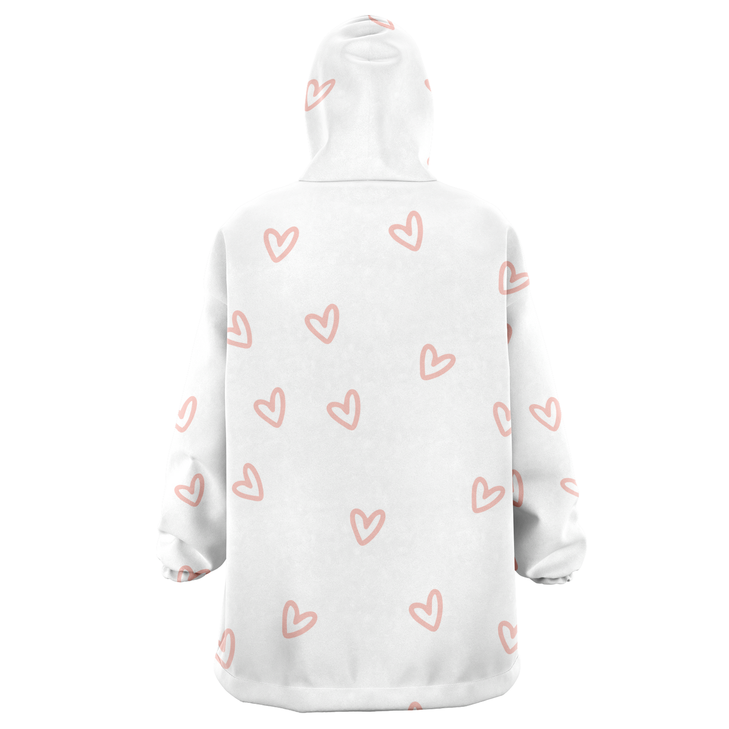 Scattered Hearts All Over Print Hooded Blanket - White